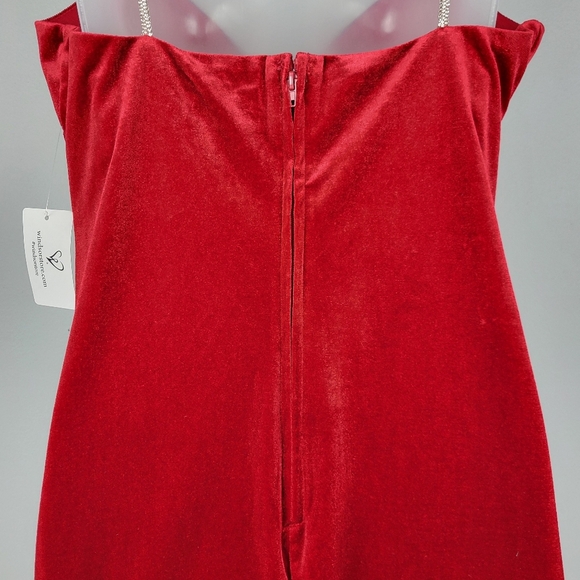 NWT Windsor Size L Velvet Rhinestone Strap Mini Dress - Picture 6 of 10